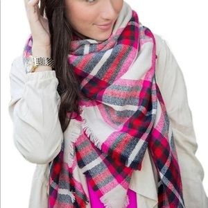 Express plaid scarf women’s pink red black cream